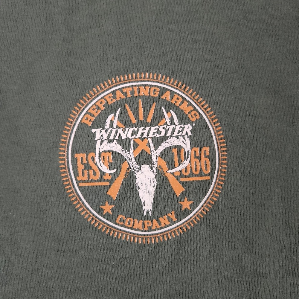 Mens Winchester Arms Company Skull Graphic Short Sleeve T-Shirt Large Green - Picture 7 of 7